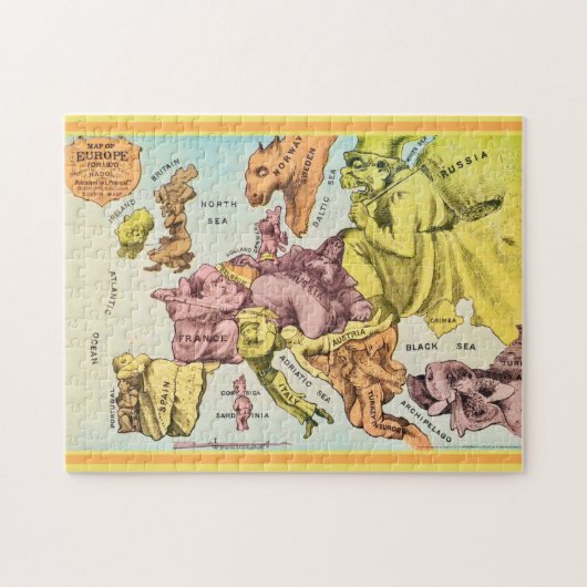 Grappige 11x14 Oud-Europa Kaartpuzzel Legpuzzel (Horizontaal)