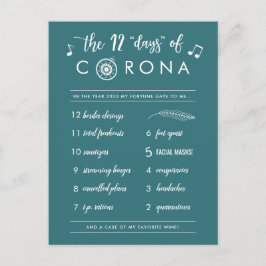 Grappige 12 dagen Corona | Modern wit Blauwgroen Feestdagenkaart