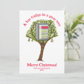 Grappige 12 dagen kerstpatrijs in een perenboom feestdagenkaart (Staand voorkant)