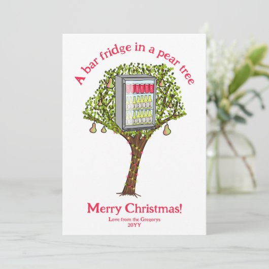 Grappige 12 dagen kerstpatrijs in een perenboom feestdagenkaart (Staand voorkant)