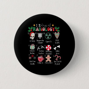 Grappige 12 dagen van radiologie Kerststraling Rön Ronde Button 5,7 Cm
