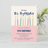 Grappige 13e verjaardag uitnodigingen Verjaardagsk (Staand voorkant)