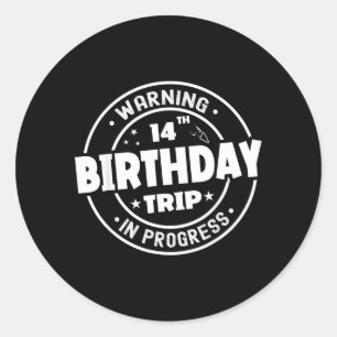 Grappige 14 Jaar Oude Waarschuwing 14e Verjaardag  Ronde Sticker