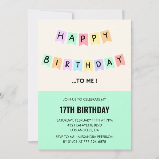 Grappige 17e verjaardag uitnodigingen Happy Birthd (Voorkant)