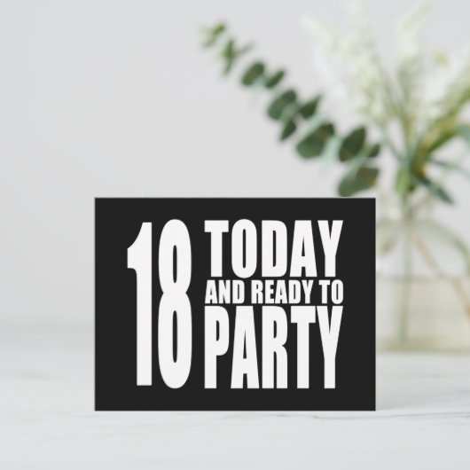 Grappige 18e verjaardag: 18 Vandaag en klaar om te Uitnodiging Briefkaart (Staand voorkant)