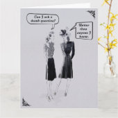 Grappige 1950's modieuze vrienden kaart (Gele Bloem)