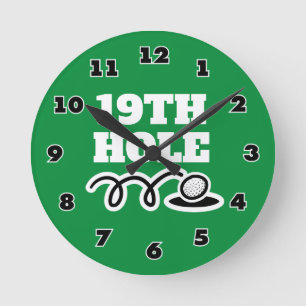 Grappige 19e hole golfclub wandklok met cijfers