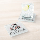 Grappige 19e Hole Golfkar Flamingo Glazen Onderzetter (Schuin)