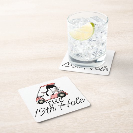Grappige 19e hole golfkar Flamingo Kartonnen Onderzetters (Insitu)