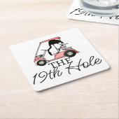 Grappige 19e hole golfkar Flamingo Kartonnen Onderzetters (Schuin)