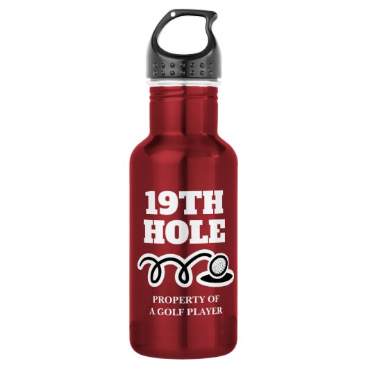 Grappige 19e hole waterfles cadeau voor golfspeler (Voorkant)