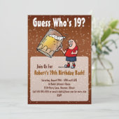 Grappige 19e verjaardagsfeestje uitnodiging met gr (Staand voorkant)