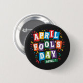 Grappige 1 april-grapjes kit ronde button 5,7 cm (Voorkant /achterkant)