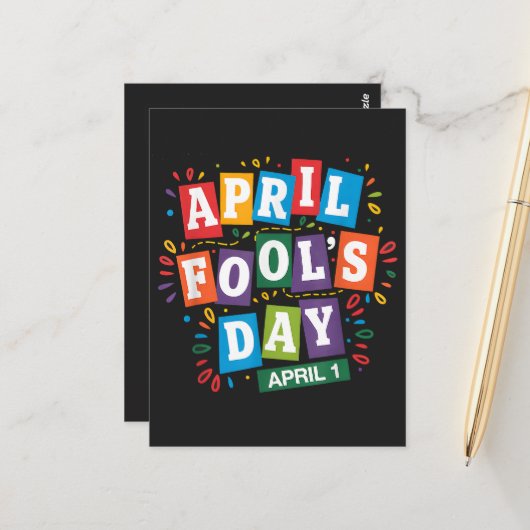 Grappige 1 april grappen kit briefkaart (Voorkant / Achterkant in situ)