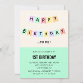 Grappige 1e verjaardag uitnodigingen Happy Birthda (Voorkant)