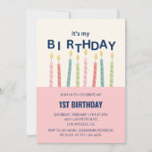 Grappige 1e verjaardag uitnodigingen Verjaardagska (Voorkant)