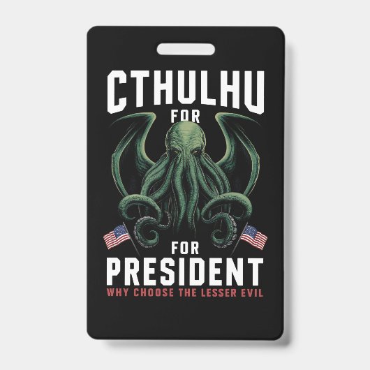 Grappige 2024 Verkiezingen Cthulhu voor President  Badge (Voorzijde)