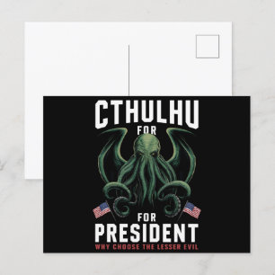 Grappige 2024 Verkiezingen Cthulhu voor President  Briefkaart