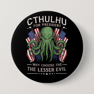Grappige 2024 Verkiezingen Cthulhu voor President Ronde Button 7,6 Cm