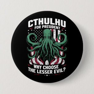 Grappige 2024 Verkiezingen Cthulhu Voor President Ronde Button 7,6 Cm