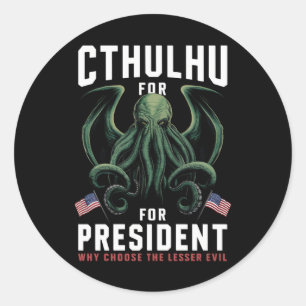 Grappige 2024 Verkiezingen Cthulhu voor President  Ronde Sticker