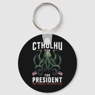 Grappige 2024 Verkiezingen Cthulhu voor President  Sleutelhanger