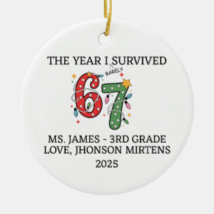 Grappige 2025 op maat gemaakte kerstboomversiering keramisch ornament