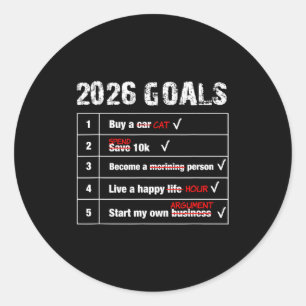 Grappige 2026 Doelen Hilarische Nieuwjaar Sarcasti Ronde Sticker