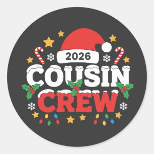 Grappige 2026 neef crew kids familie samenkomst ronde sticker