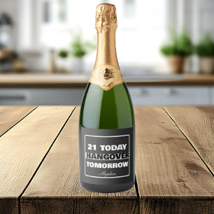 Grappige 21e verjaardag drinken sparkling wijnetiket