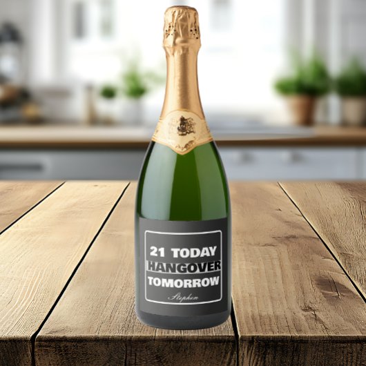 Grappige 21e verjaardag drinken sparkling wijnetiket