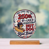 Grappige 250e 4 juli Hot Dog Dachshund Acryl Bord (Neutraal)