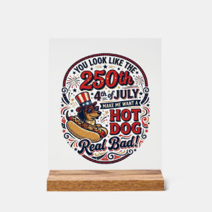 Grappige 250e 4 juli Hot Dog Dachshund Acryl Bord
