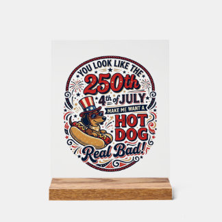 Grappige 250e 4 juli Hot Dog Dachshund Acryl Bord