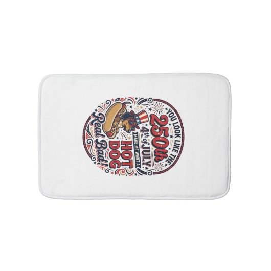 Grappige 250e 4 juli Hot Dog Dachshund Badmat (Voorkant)