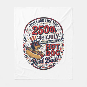 Grappige 250e 4 juli Hot Dog Dachshund Fleece Deken