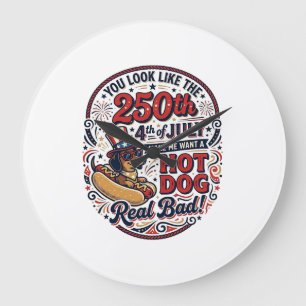 Grappige 250e 4 juli Hot Dog Dachshund Grote Klok
