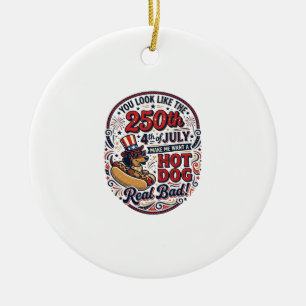 Grappige 250e 4 juli Hot Dog Dachshund Keramisch Ornament