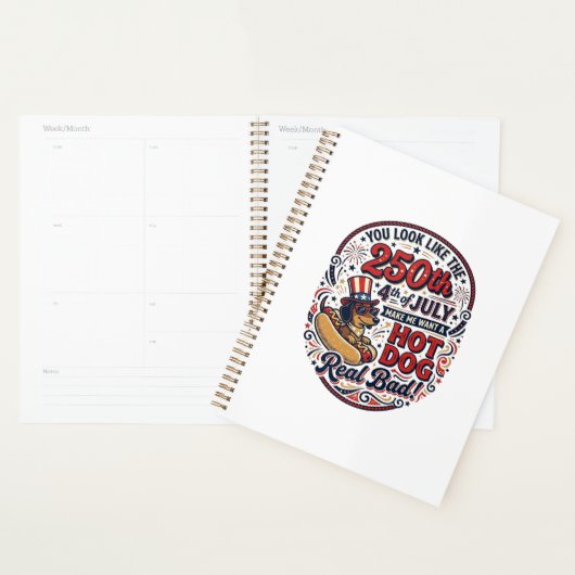Grappige 250e 4 juli Hot Dog Dachshund Planner (Display)