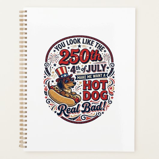 Grappige 250e 4 juli Hot Dog Dachshund Planner (Voorkant)
