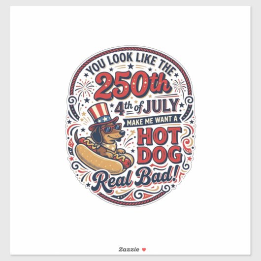 Grappige 250e 4 juli Hot Dog Dachshund Sticker (Vel)