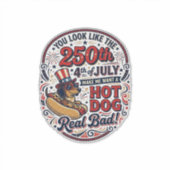 Grappige 250e 4 juli Hot Dog Dachshund Sticker (Voorkant)