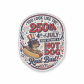 Grappige 250e 4 juli Hot Dog Dachshund Sticker (Voorkant)