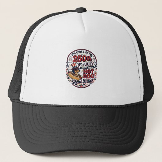 Grappige 250e 4 juli Hot Dog Dachshund Trucker Pet (Voorkant)