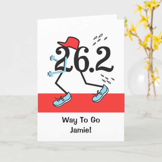 Grappige 26,2 marathonloper finisher kaart (Gele Bloem)