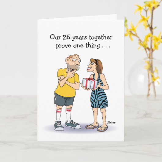 Grappige 26e Jubileum Kaart: Liefde Kaart (Gele Bloem)