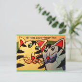 Grappige 2 katten: "Hallo! Hopelijk voel je je 'ka Briefkaart (Staand voorkant)