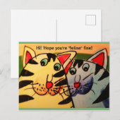 Grappige 2 katten: "Hallo! Hopelijk voel je je 'ka Briefkaart (Voorkant / Achterkant)