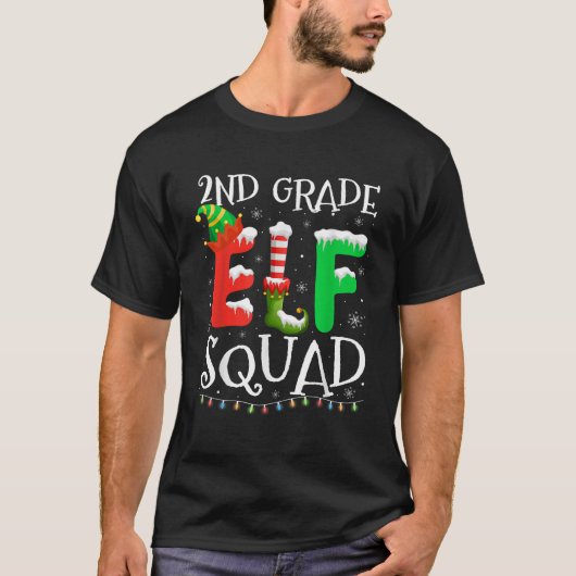 Grappige 2e klas Elf Squad Leraar Student Kerstmis T-shirt (Voorkant)