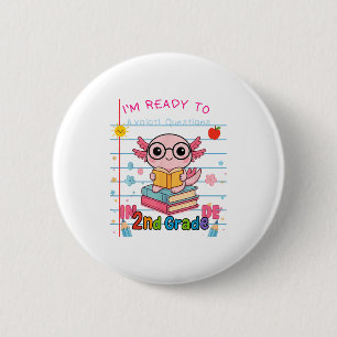 Grappige 2e klas IM klaar om Axolotl vragen in 2 Ronde Button 5,7 Cm